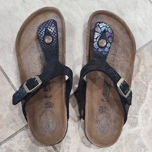 Birkenstock Black and Iridescent Sandals